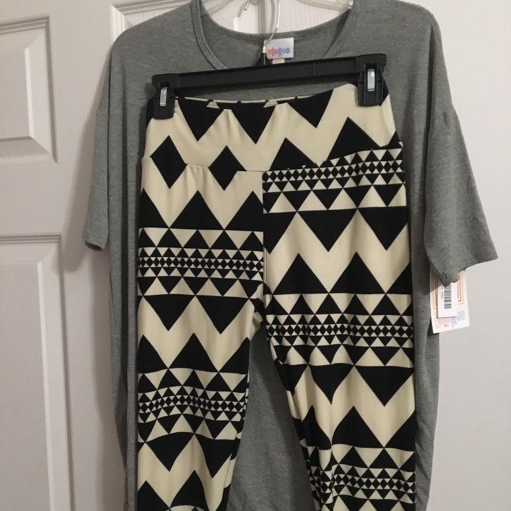 Rare lularoe leggings geometric Aztec chevron white black cream